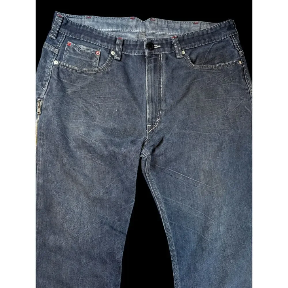 LEVI'S 569 Mens Jeans 38x31 Dark Wash Loose Straight Rare Side Zip Pocket Y2K